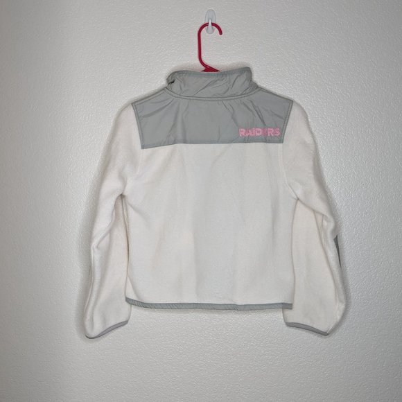 Rare Vintage Girls NFL Raider Jacket Cream & Gray w/Pink Embroidered Logos (L) - Picture 4 of 7